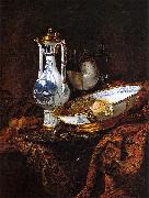 Willem Kalf Still-Life with an Aquamanile, Fruit, and a Nautilus Cup oil painting reproduction